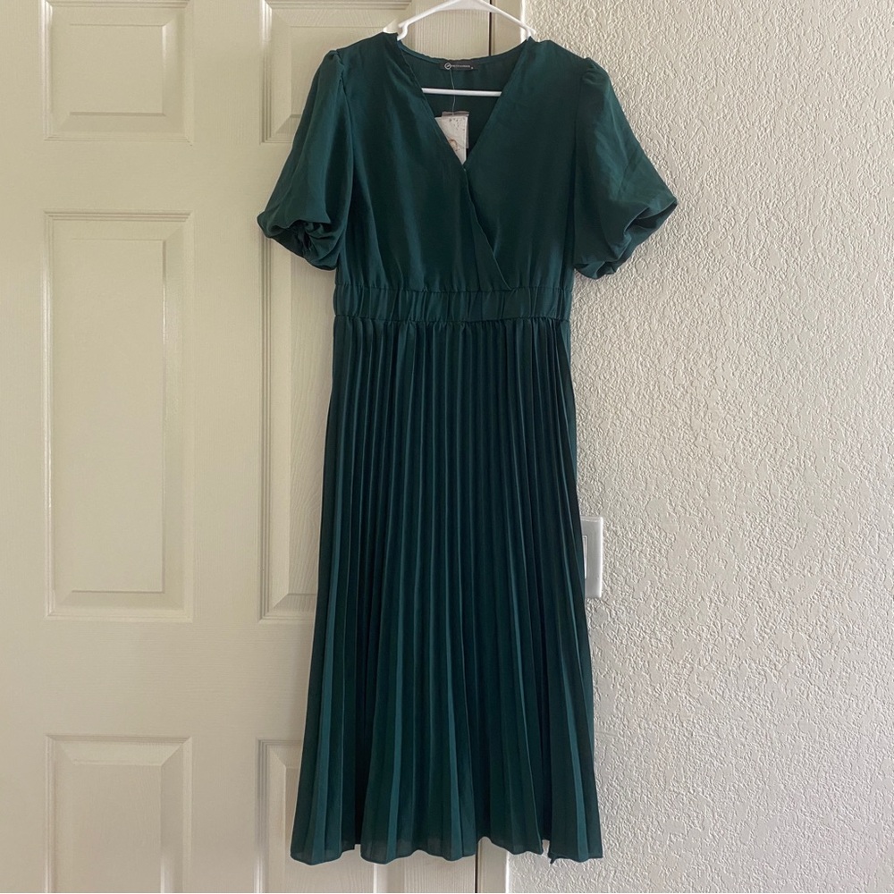 Green Pleated Maxi Dress